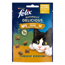 Kačių užkandžiai FELIX® NATURALLY DELICIOUS su vištiena ir katžolėmis