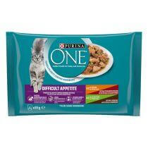 Šlapiasis kačių ėdalas PURINA ONE® DIFFICULT APPETITE, mini filė padaže, su vištiena ir jautiena arba kalakutiena ir antiena