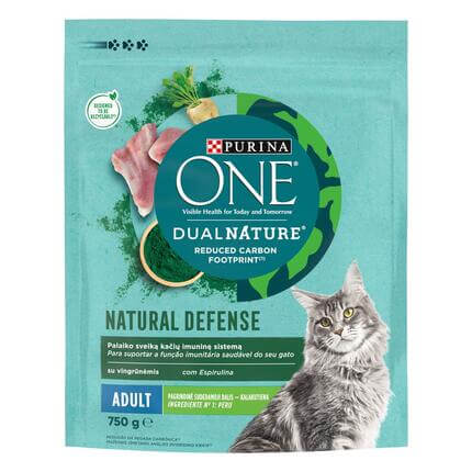 Sausasis kačių ėdalas „Purina ONE® Dual Nature™ Adult“, su VINGRŪNĖMIS ir kalakutiena