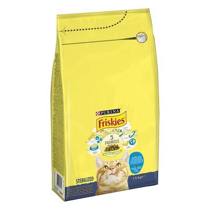 FRISKIES® STERILE sausasis ėdalas sterilizuotoms katėms su lašišomis ir daržovėmis 1,5kg