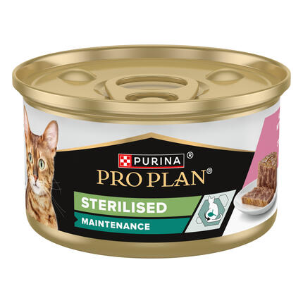 PURINA® PRO PLAN® Adult Sterilised Maintenance, paštetas su tunais ir lašišomis