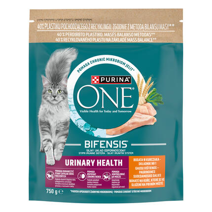 Sausasis kačių ėdalas PURINA ONE® URINARY HEALTH, sudėtyje gausu vištienos