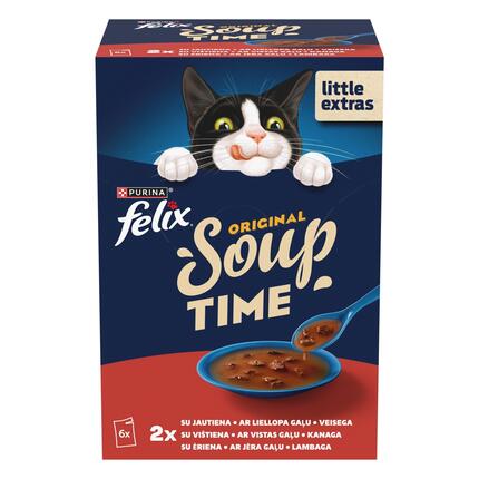FELIX Soup Time Original Farm Selection ėdalo papildas suaugusioms katėms 6x48g