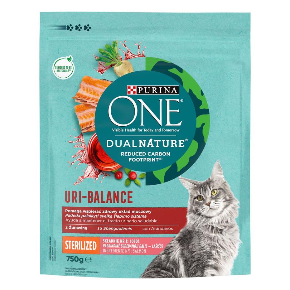 Sausasis kačių ėdalas PURINA ONE® DualNature™ Sterilcat, su SPANGUOLĖMIS ir lašišomis