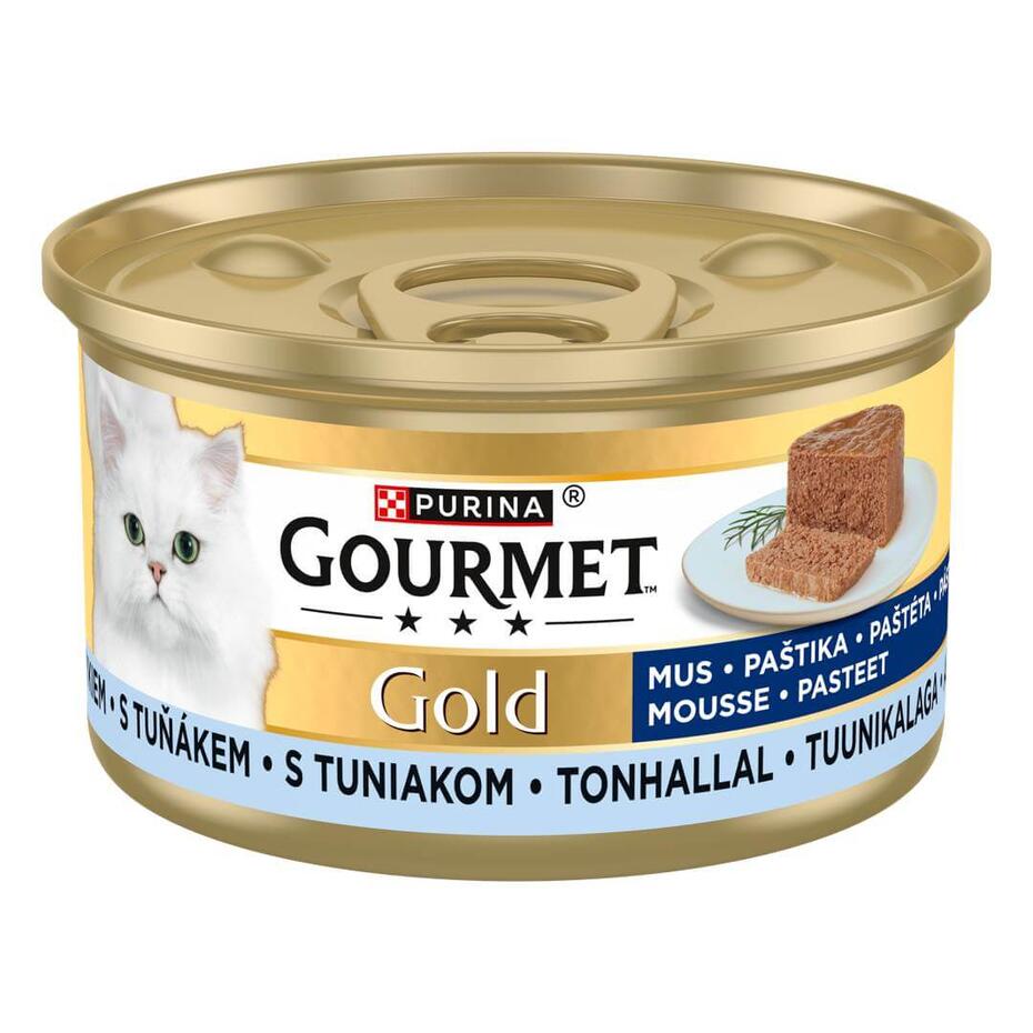 PURINA GOURMET™ GOLD — putėsiai su tunais, visavertis šlapiasis ėdalas suaugusioms katėms, 85g skardinė