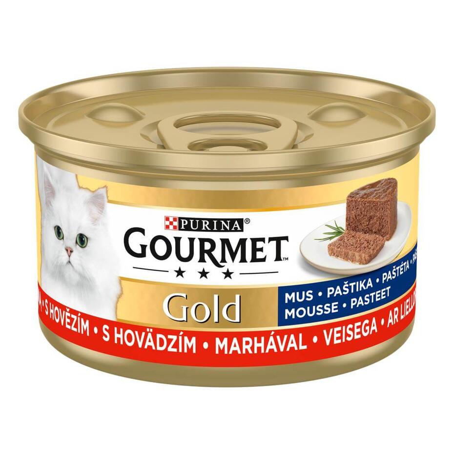 PURINA GOURMET™ GOLD — putėsiai su jautiena, visavertis šlapiasis ėdalas suaugusioms katėms, 85g skardinė