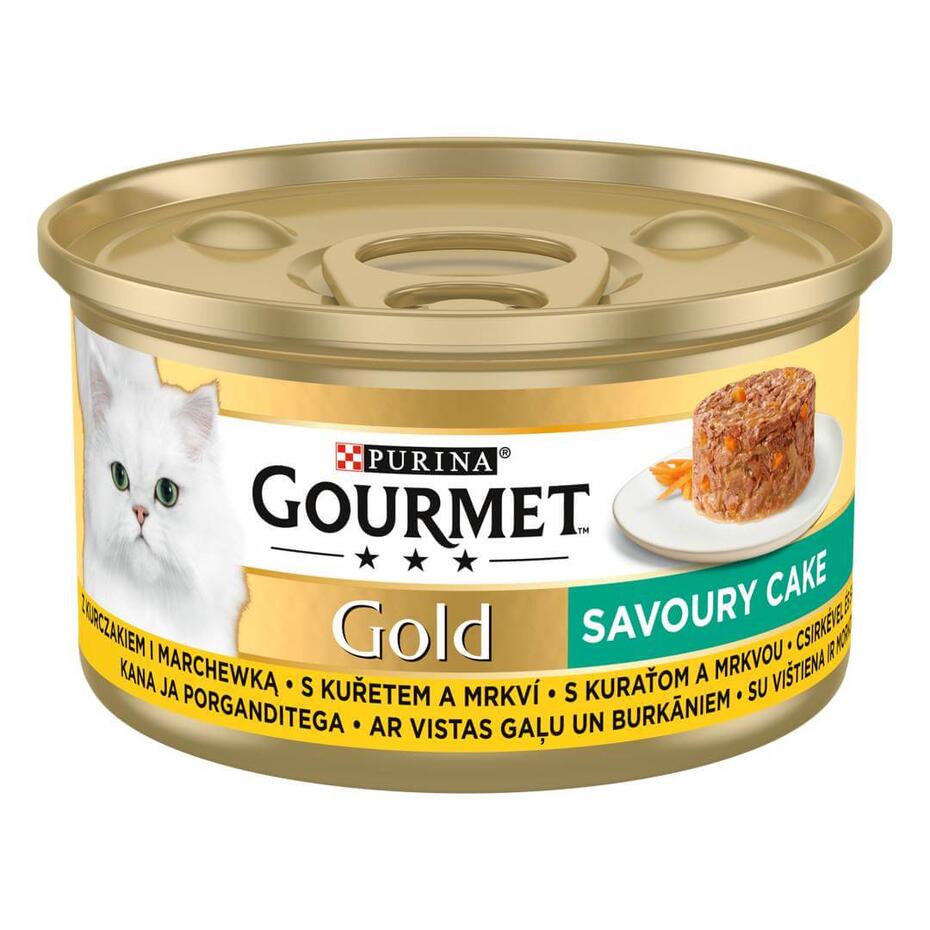 PURINA GOURMET™ GOLD Savoury Cake šlapiasis kačių ėdalas su vištiena ir morkomis, 85g skardinė