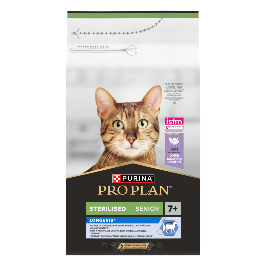 PURINA® PRO PLAN® Sterilised Senior 7+ LONGEVIS®, gausu kalakutienos