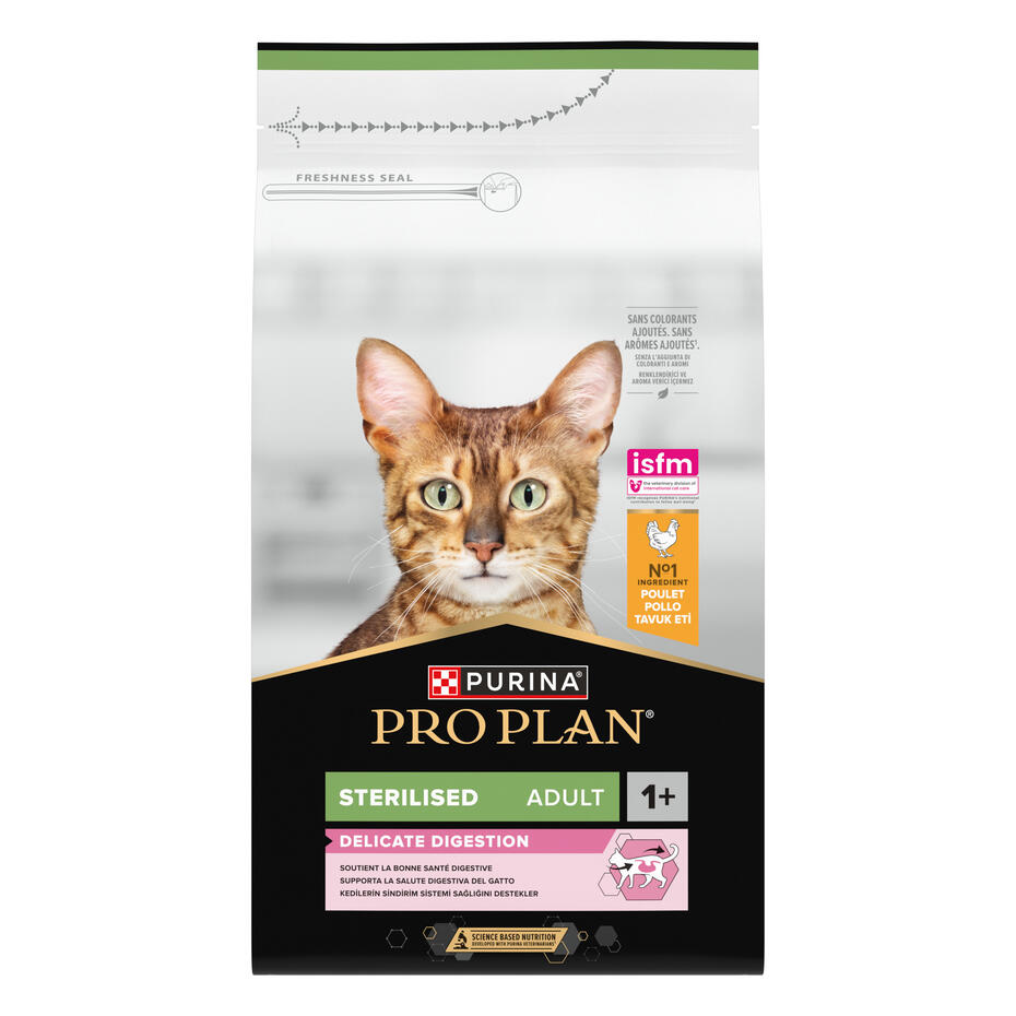 PURINA® PRO PLAN® Sterilised Adult 1+ Delicate Digestion, gausu vištienos