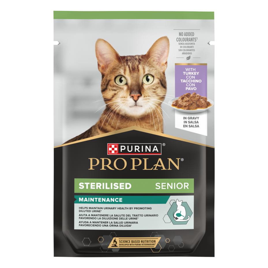 PURINA® PRO PLAN®  Sterilised Senior 7+ Maintenance, su kalakutiena padaže