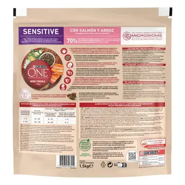Sausasis šunų ėdalas PURINA ONE® MINI/SMALL SENSITIVE, sudėtyje gausu lašišų ir ryžių