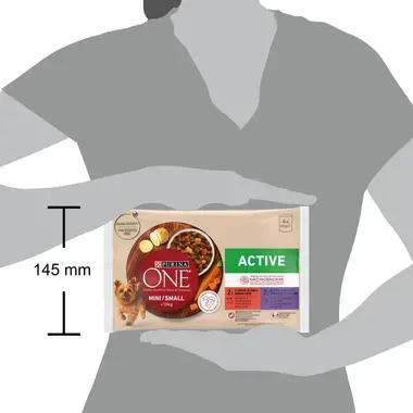 Šlapiasis šunų ėdalas PURINA ONE® MINI/SMALL ACTIVE, su jautiena, bulvėmis ir morkomis padaže