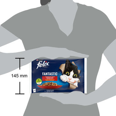 Šlapiasis kačių ėdalas FELIX® FANTASTIC kaimiškas rinkinys drebučiuose (jautiena, vištiena)