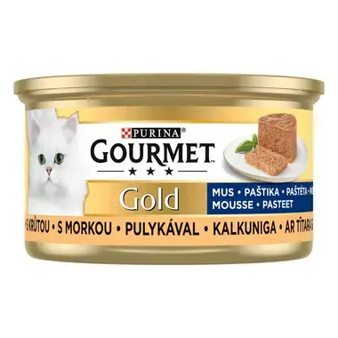 PURINA GOURMET® GOLD — putėsiai su kalakutiena, visavertis šlapiasis ėdalas suaugusioms katėms, 85 g skardinė