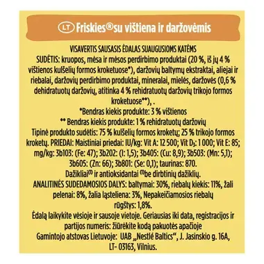 FRISKIES® sausas ėdalas katėms su vištiena ir daržovėmis 1kg