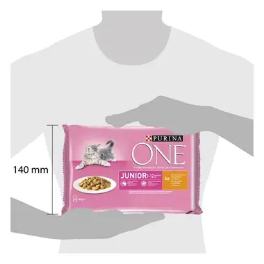 PURINA ONE® JUNIOR šlapiasis kačių ėdalas, skirtas jauniems kačiukams iki 12 mėn ir katingos bei žindančioms katėms, su višti