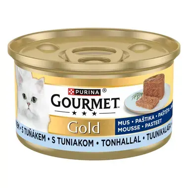 PURINA GOURMET® GOLD — putėsiai su tunais, visavertis šlapiasis ėdalas suaugusioms katėms, 85g skardinė