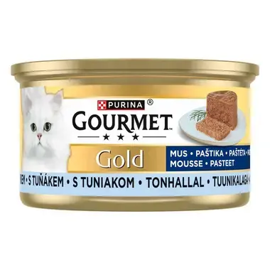PURINA GOURMET® GOLD — putėsiai su tunais, visavertis šlapiasis ėdalas suaugusioms katėms, 85g skardinė