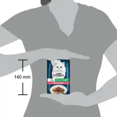 PURINA GOURMET® PERLE Mini Fillets in Gravy with vegetables — visavertis šlapiasis ėdalas suaugusioms katėms, su upėtakiais,