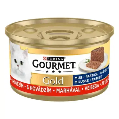 PURINA GOURMET® GOLD — putėsiai su jautiena, visavertis šlapiasis ėdalas suaugusioms katėms, 85g skardinė