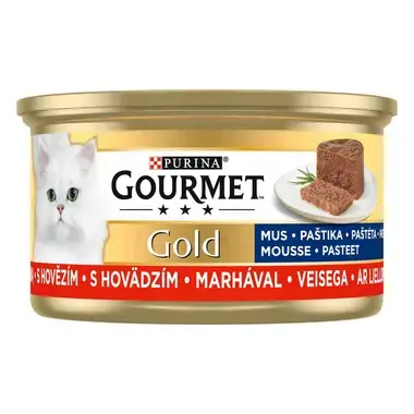 PURINA GOURMET® GOLD — putėsiai su jautiena, visavertis šlapiasis ėdalas suaugusioms katėms, 85g skardinė