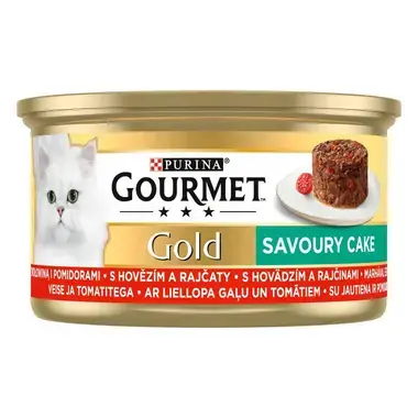 PURINA GOURMET® GOLD Savoury Cake šlapiasis kačių ėdalas su jautiena ir pomidorais, 85g skardinė