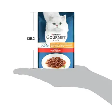 PURINA GOURMET® PERLE Mini Fillets in Gravy — visavertis šlapiasis ėdalas suaugusioms katėms, su jautiena, 85g maišelis