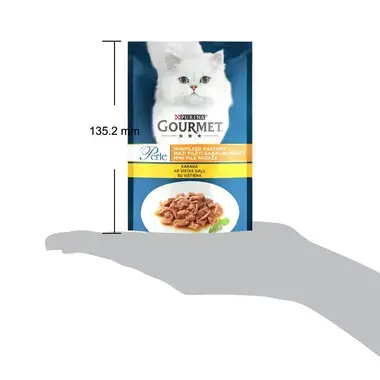 PURINA GOURMET® PERLE Mini Fillets — visavertis šlapiasis ėdalas suaugusioms katėms, su vištiena, 85g maišelis