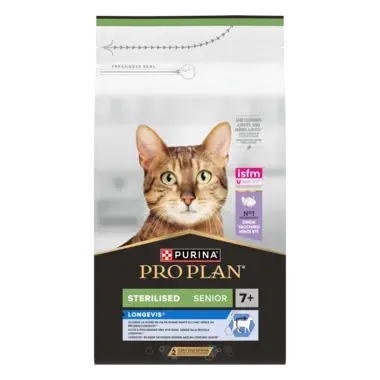 PURINA® PRO PLAN® Sterilised Senior 7+ LONGEVIS®, gausu kalakutienos