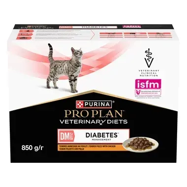 PRO PLAN® VETERINARY DIETS DM St/Ox Diabetes Management™, diabetu sergančioms (Diabetes mellitus), su vištiena padaže