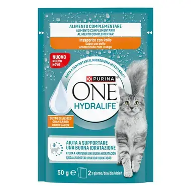 Vištienos skonio „PURINA ONE® HYDRALIFE™“ – papildomas ėdalas, padedantis palaikyti katės hidrataciją