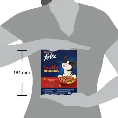 „Felix® Doubly Delicious“ – sausasis suaugusių kačių pašaras su skaniu jautienos ir vištienos mišiniu, sudėtyje gausu burokėl