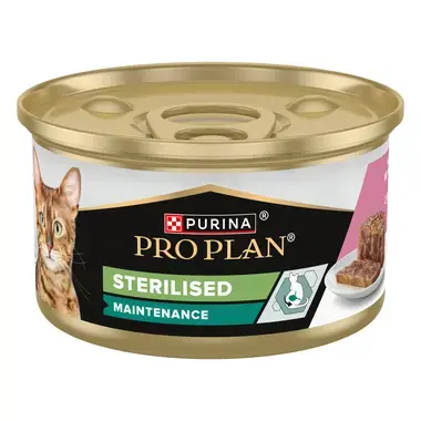PURINA® PRO PLAN® Adult Sterilised Maintenance, paštetas su tunais ir lašišomis