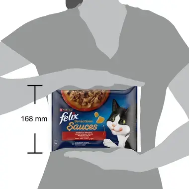 FELIX SENSATIONS Countryside Selection visavertis šlapiasis ėdalas suaugusioms katėms su padažu 4x85g
