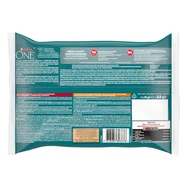Šlapiasis kačių ėdalas PURINA ONE® STERILCAT, mini filė padaže, su jautiena ir morkomis arba su vištiena ir šparaginėmis pupe