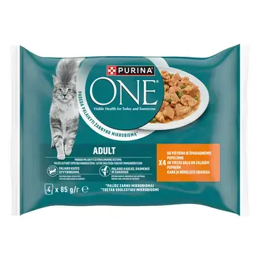 Šlapiasis kačių ėdalas PURINA ONE® ADULT, mini filė padaže, su vištiena