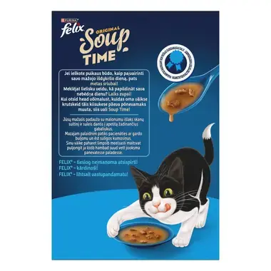 FELIX Soup Time Original Fish Selection ėdalo papildas suaugusioms katėms 6x48g