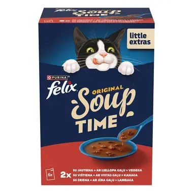 FELIX Soup Time Original Farm Selection ėdalo papildas suaugusioms katėms 6x48g