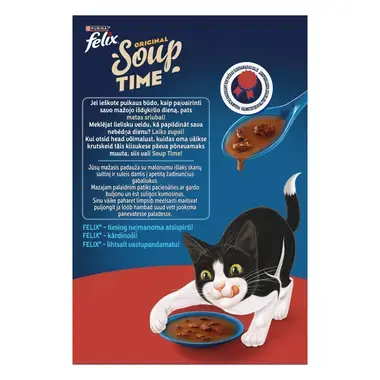 FELIX Soup Time Original Farm Selection ėdalo papildas suaugusioms katėms 6x48g